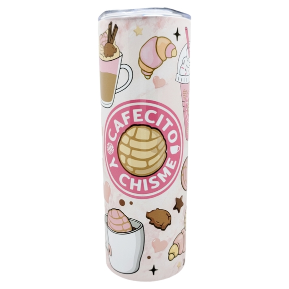 20oz Insulated Tumbler, Cafecito y Chisme, Spanish, Cute - Picture 7 of 8